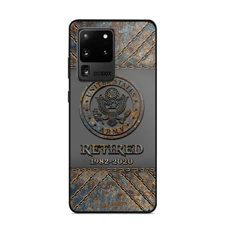 Personalized Retired US Army Logo Custom Service Time Phonecase Printed VQ241086