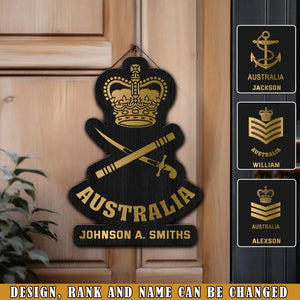 Personalized Australian Veteran Rank Gold Custom Name Wood Sign Printed AHVQ241090