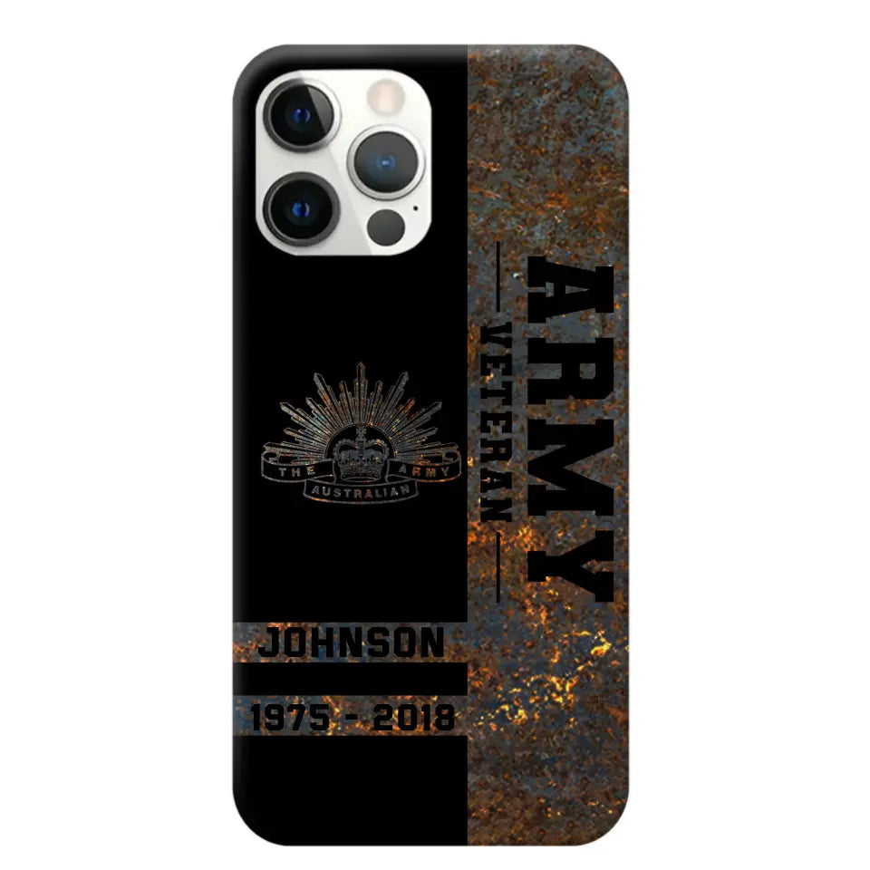 Personalized Australian Army Veteran Australian Army Logo Custom Name & Time Phonecase Printed QTKH241089