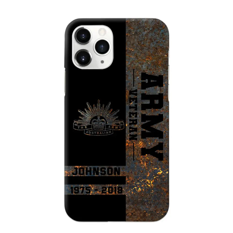 Personalized Australian Army Veteran Australian Army Logo Custom Name & Time Phonecase Printed QTKH241089