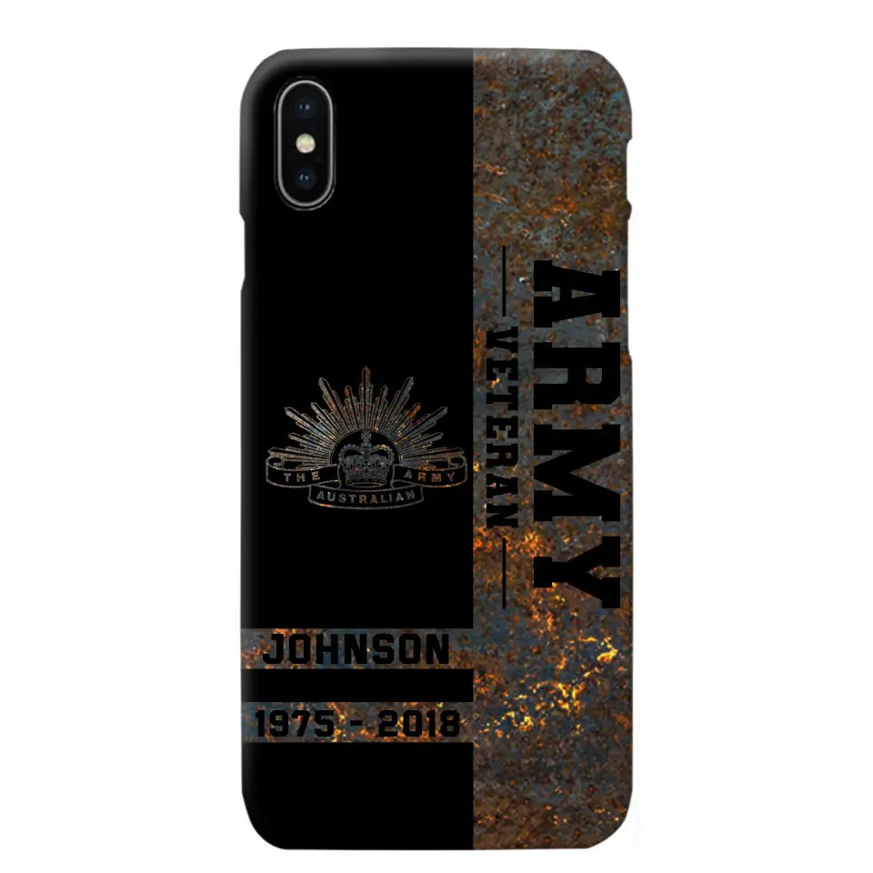 Personalized Australian Army Veteran Australian Army Logo Custom Name & Time Phonecase Printed QTKH241089