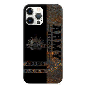 Personalized Australian Army Veteran Australian Army Logo Custom Name & Time Phonecase Printed QTKH241089