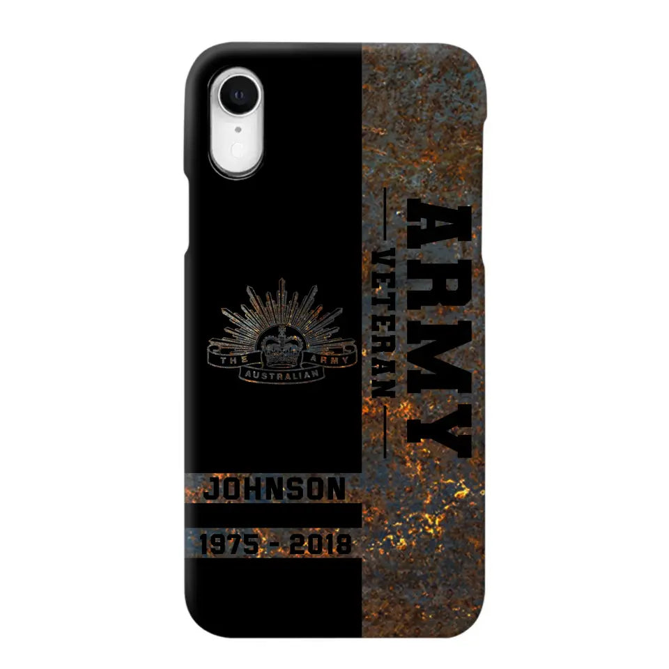 Personalized Australian Army Veteran Australian Army Logo Custom Name & Time Phonecase Printed QTKH241089