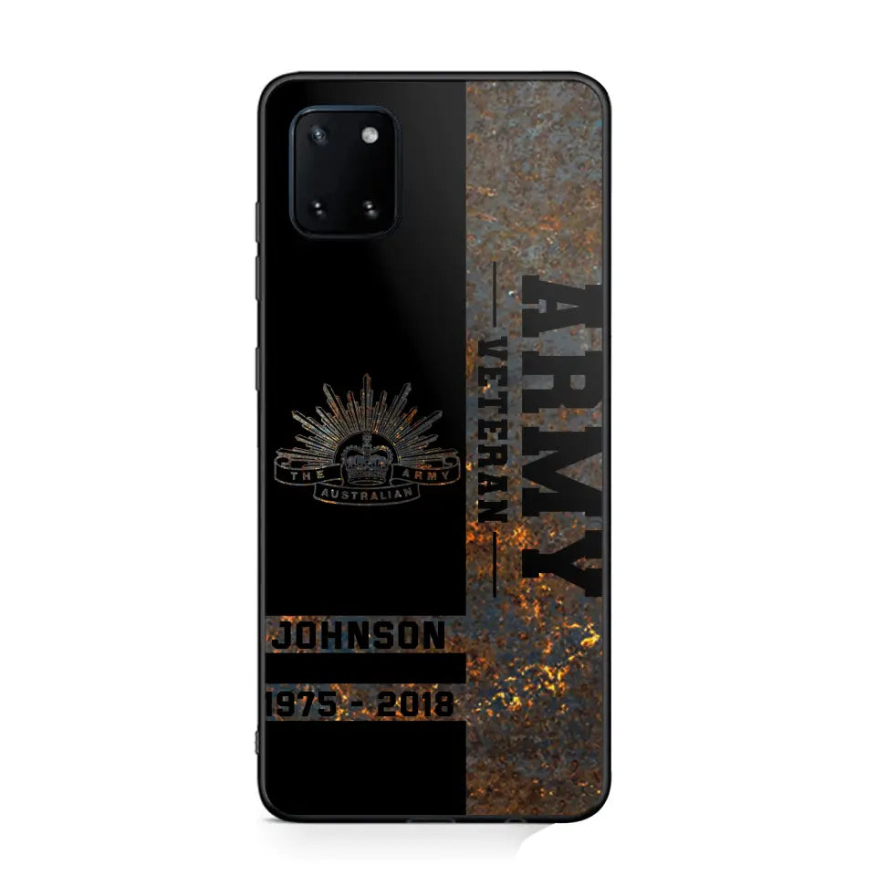 Personalized Australian Army Veteran Australian Army Logo Custom Name & Time Phonecase Printed QTKH241089