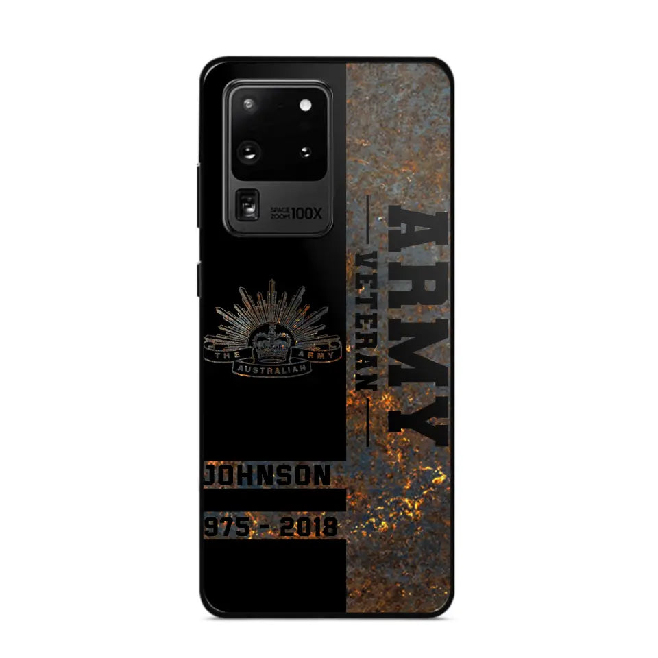 Personalized Australian Army Veteran Australian Army Logo Custom Name & Time Phonecase Printed QTKH241089