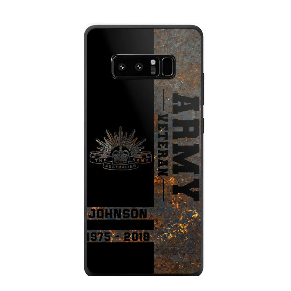 Personalized Australian Army Veteran Australian Army Logo Custom Name & Time Phonecase Printed QTKH241089