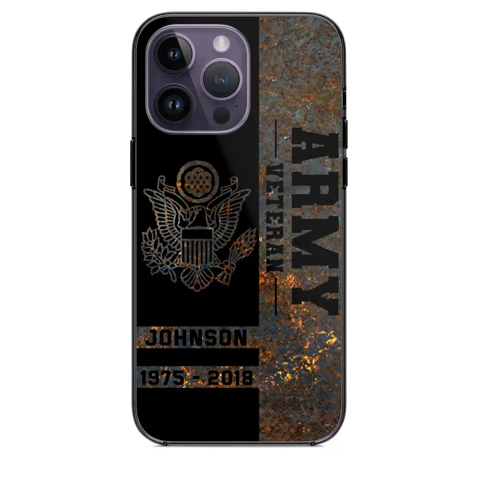 Personalized US Army Veteran US Army Logo Custom Name & Time Phonecase Printed QTKH241089