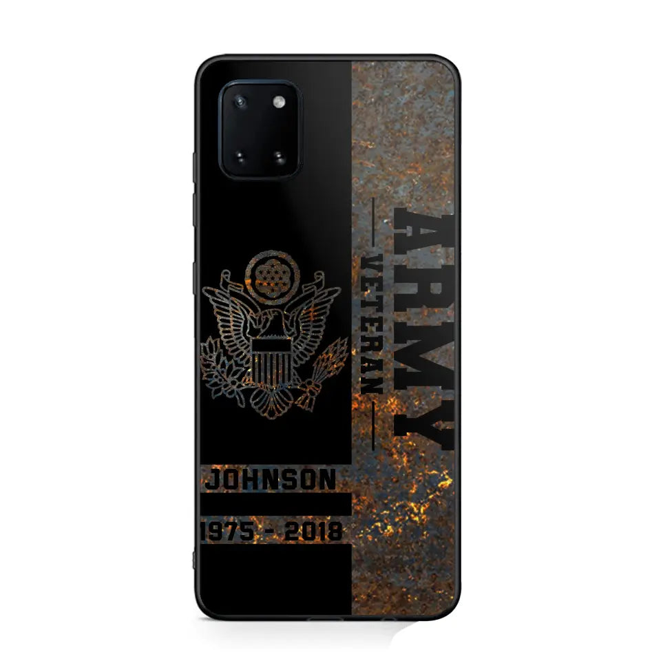 Personalized US Army Veteran US Army Logo Custom Name & Time Phonecase Printed QTKH241089