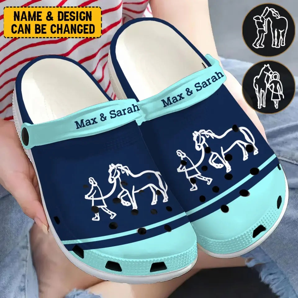 Personalized Horse Girl Custom Name Horse Lovers Gift Clogs Slipper Shoes Printed VA241096