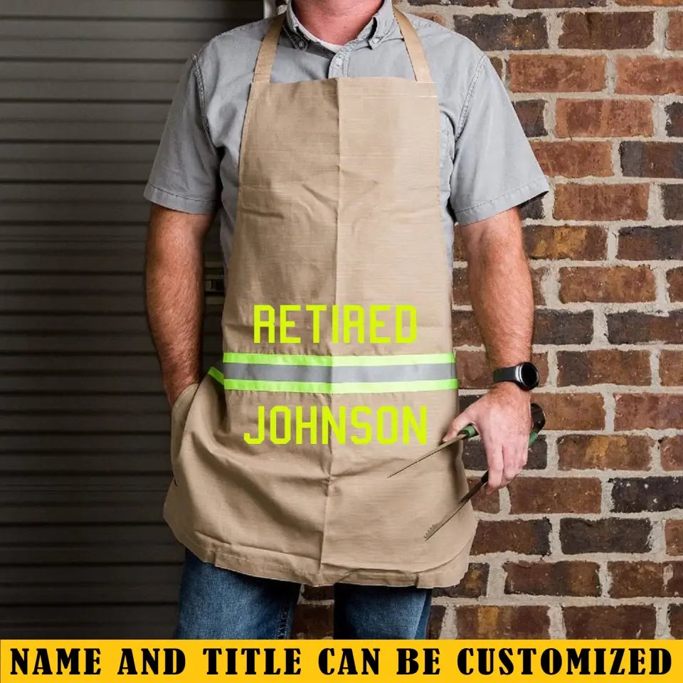 Personalized Retired Firefighter Custom Name Apron  Printed LVA241104