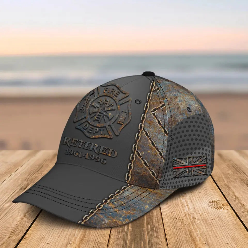 Personalized UK Firefighter Flag Custom Time Cap 3D Printed QTKH241106