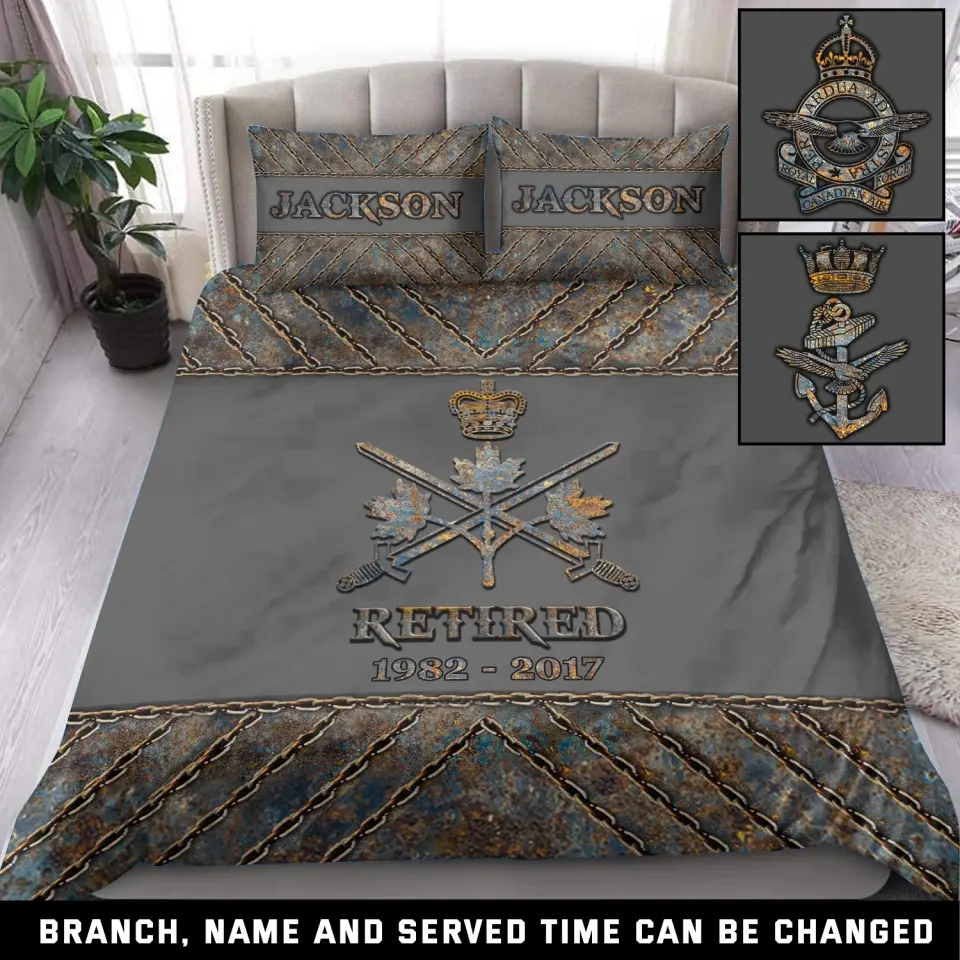 Personalized Retired Canadian Veteran Canadian Army Logo Custom Name & Time Bedding Set Printed KVH241094