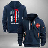 Personalized US Firefighter Custom Name & ID Quarter Zip Hoodie 2D Printed VQ241121