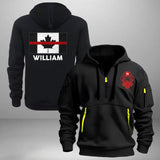 Personalized Canadian Firefighter Custom Name & ID Quarter Zip Hoodie 2D Printed LVA241126