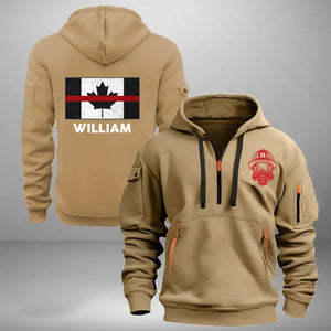 Personalized Canadian Firefighter Custom Name & ID Quarter Zip Hoodie 2D Printed LVA241126