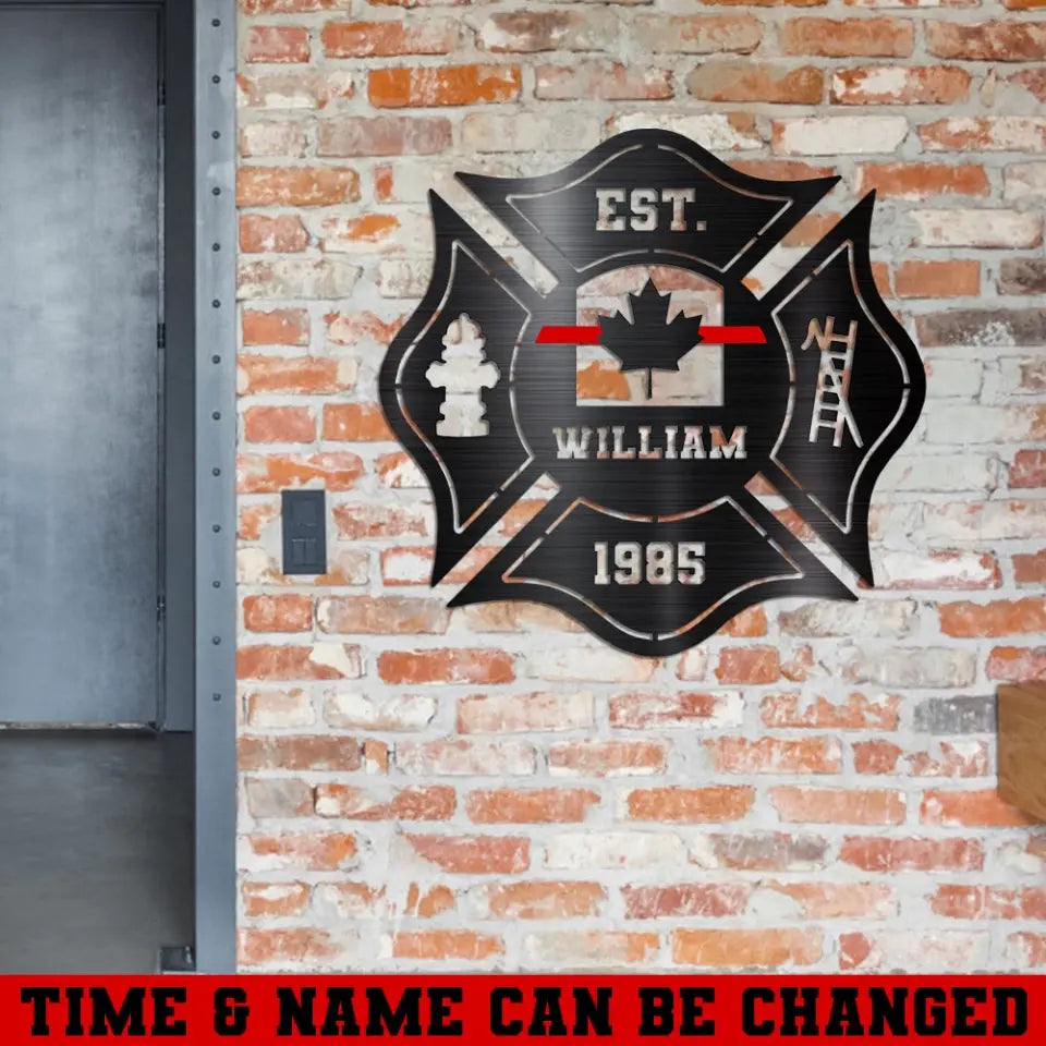 Personalized Canadian Firefighter Custom ID & Name Metal Sign Printed HN241128