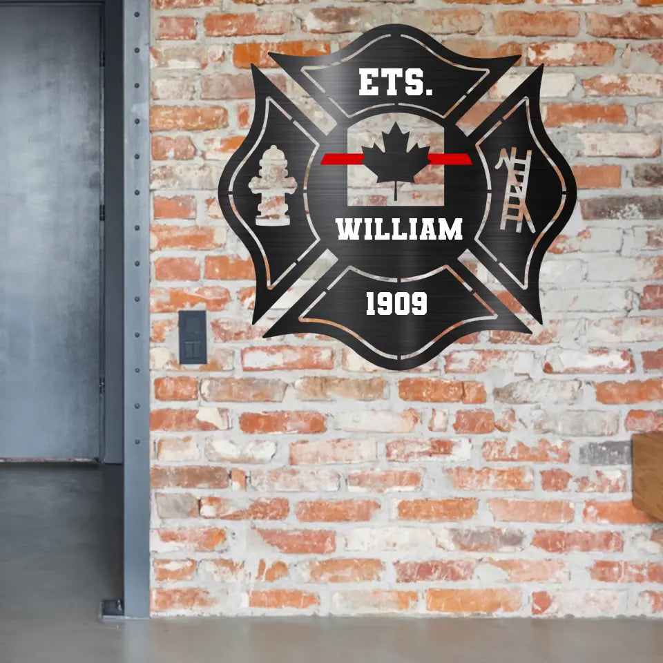 Personalized Canadian Firefighter Custom ID & Name Metal Sign Printed HN241128