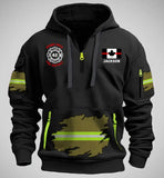 Personalized Canadian Firefighter Custom Name Department & ID Quarter Zip Hoodie 2D Printed KVH241131