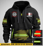 Personalized French Firefighter Custom Name Department & ID Quarter Zip Hoodie 2D Printed KVH241131