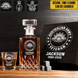 Personalized Australian Army Veteran Logo Custom Name & ID Decanter Set with Glasses Printed AHHN241117