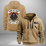 Personalized US Firefighter Custom Name & ID Sons Of Fire Pride Duty Honor Quarter Zip Hoodie 2D Printed HN241132