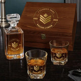Personalized Canadian Army Logo Rank Gold Custom Time Decanter Set with Glasses Printed AHVQ241135