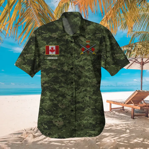 Personalized Canadian Veteran Camo Branch Logo Custom Name Hawaii Shirt Printed VQ241139