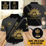 Personalized Australian Army Logo Rank Gold Custom Name & Time Polo Shirt Printed AHVA241150