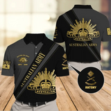 Personalized Australian Army Logo Rank Gold Custom Name & Time Polo Shirt Printed AHVA241150