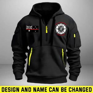 Personalized Australian Firefighter Custom Name & Department Quarter Zip Hoodie 2D Printed AHHN241156