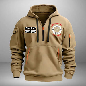 Personalized UK Firefighter Custom Name & Department Quarter Zip Hoodie 2D Printed AHHN241156