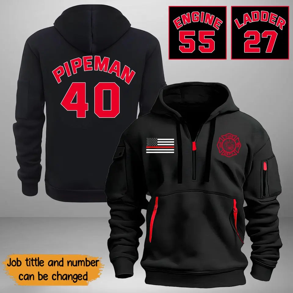 Personalized US Firefighter Custom ID Quarter Zip Hoodie 2D Printed KVH241157