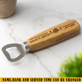 Personalized Australian Army Veteran Custom Rank, Name & Time Wooden Bottle Opener Printed KVH1164