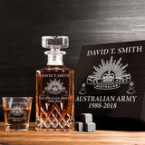 Personalized Australian Army Logo Custom Rank, Name & Service Time Decanter Set with Glasses Printed KVH241168