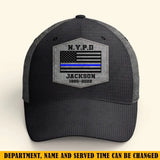 Personalized US Police Custom Department & Name Thin Blue Line Flag Cap Printed KVH241188