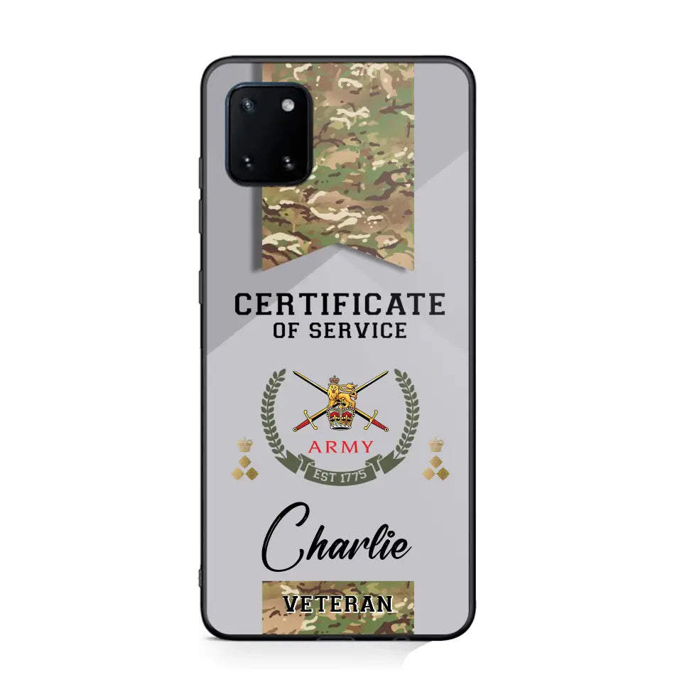 Personalized UK Veteran Logo Custom Name & Rank Gold  Phonecase Printed AHHN241185