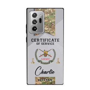 Personalized UK Veteran Logo Custom Name & Rank Gold  Phonecase Printed AHHN241185