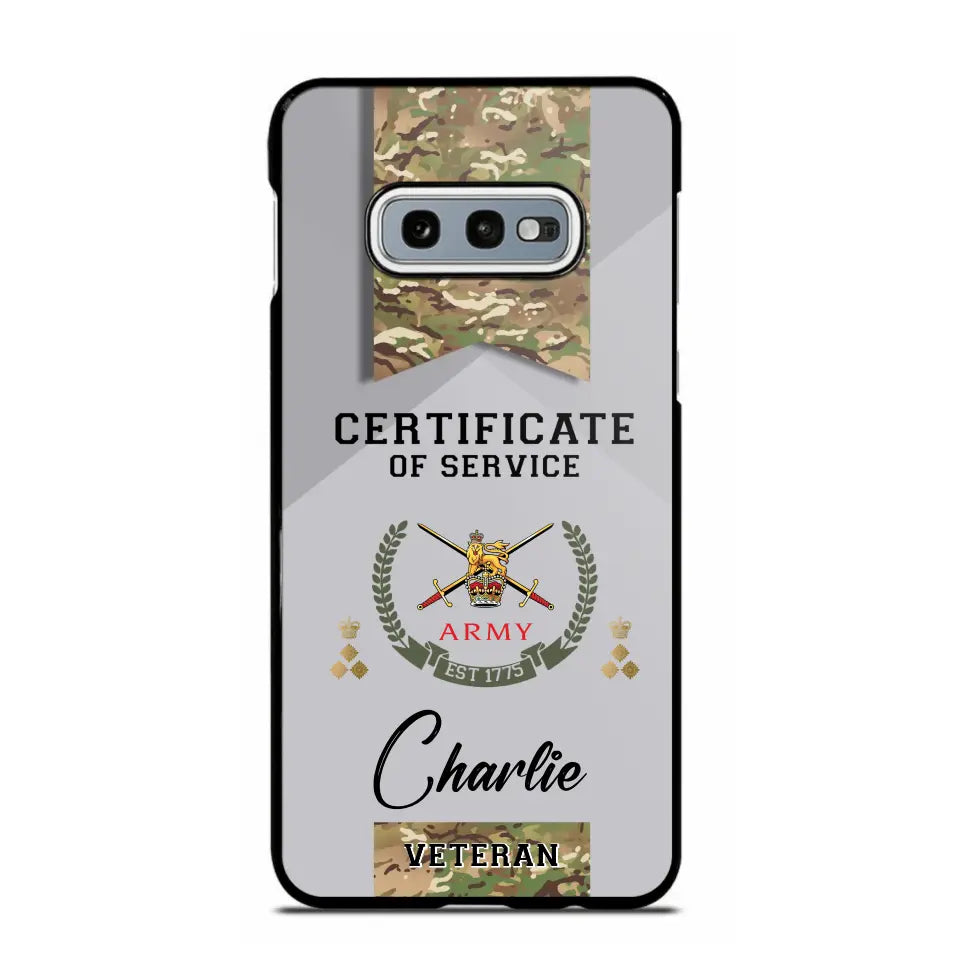 Personalized UK Veteran Logo Custom Name & Rank Gold  Phonecase Printed AHHN241185