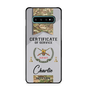 Personalized UK Veteran Logo Custom Name & Rank Gold  Phonecase Printed AHHN241185