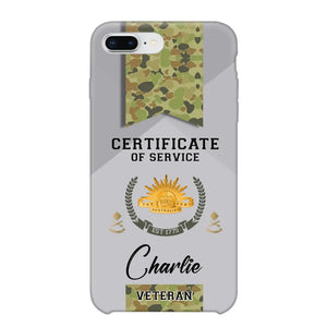 Personalized Australian Veteran Logo Custom Name & Rank Gold Phonecase Printed AHHN241185