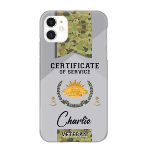 Personalized Australian Veteran Logo Custom Name & Rank Gold Phonecase Printed AHHN241185