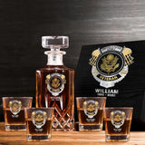 Personalized US Veteran US Branch Logo Custom Name & Time Decanter Set with Glasses Printed AHVQ241192
