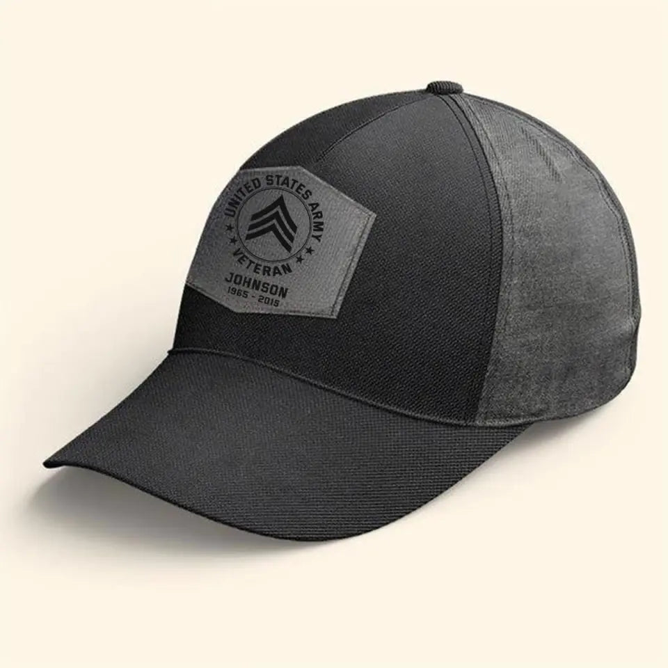Personalized US Veteran Logo Custom Rank, Name & Service Time Cap Printed VQ241199