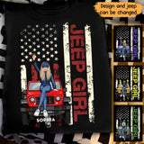 Personalized Jeep Girl & US Flag T-shirt Printed KVH241212
