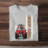 Personalized Jeep Girl & US Flag T-shirt Printed KVH241212