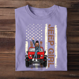 Personalized Jeep Girl & US Flag T-shirt Printed KVH241212