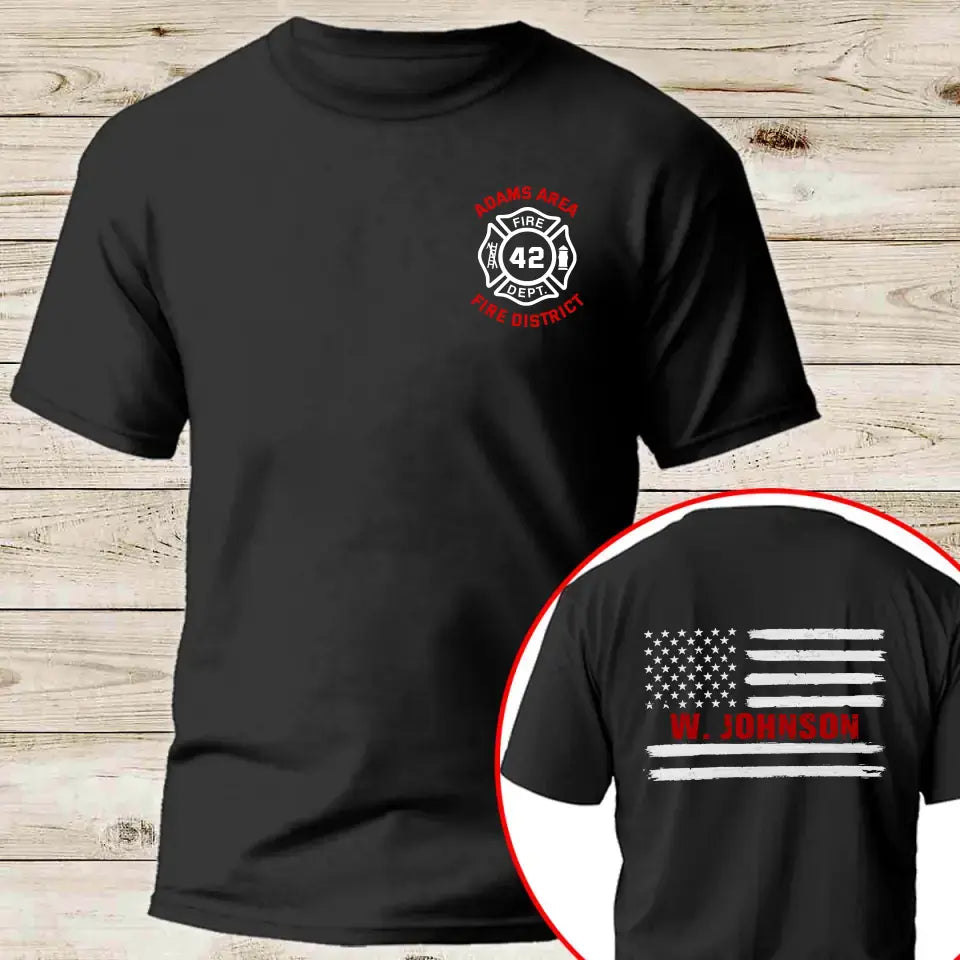 Personalized US Firefighter US Flag Custom Name, ID & Department T-shirt Printed VQ241221