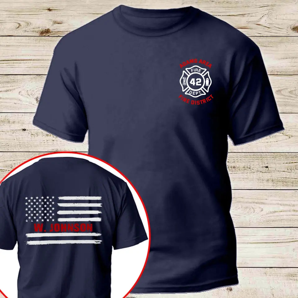 Personalized US Firefighter US Flag Custom Name, ID & Department T-shirt Printed VQ241221