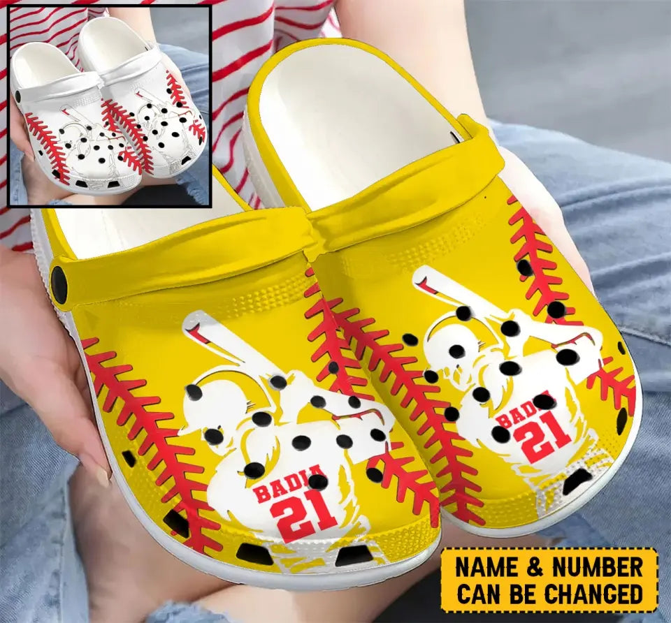 Personalized Baseball Player Custom Name & ID Clogs Slipper Shoes Printed QTKH241222