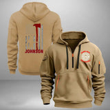 Personalized US Firefighter Flag Custom Name, Department & ID Quarter Zip Hoodie 2D Printed VQ241227